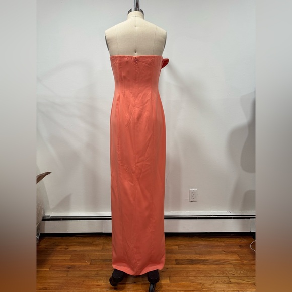 Peach Strapless Dress with Ruffle Detail - Picture 5 of 6